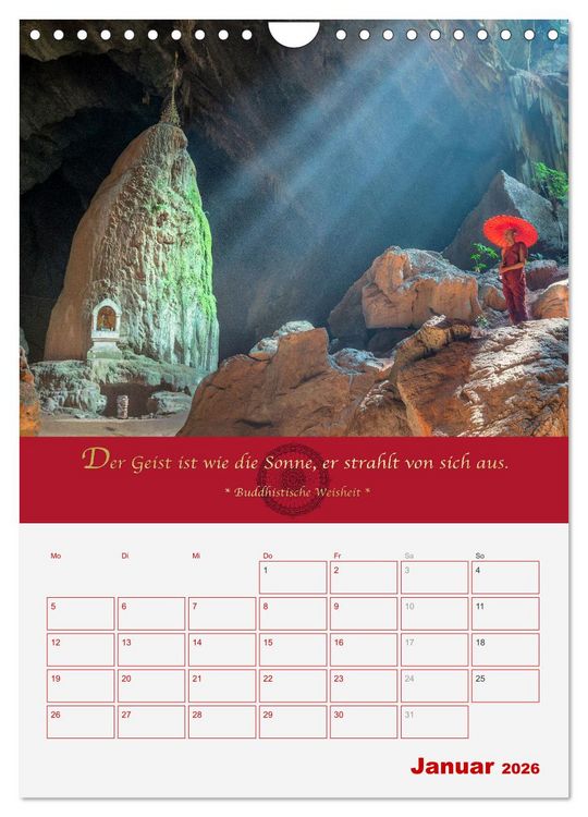 Produktbild: Buddhistische Weisheiten - DER ROTE SCHIRM (Wandkalender 2026 DIN A4 hoch), CALVENDO Monatskalender
