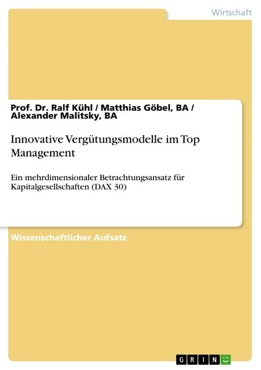 Produktbild: Innovative Verg&uuml;tungsmodelle im Top Management