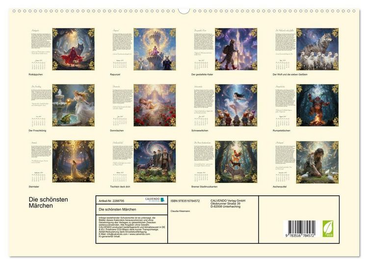 Produktbild: Die sch&ouml;nsten M&auml;rchen (hochwertiger Premium Wandkalender 2027 DIN A2 quer), Kunstdruck in Hochglanz