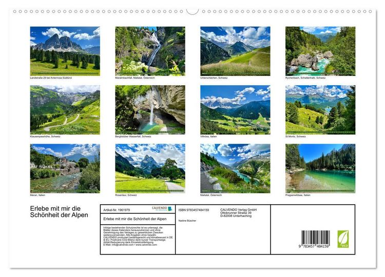 Produktbild: Erlebe mit mir die Sch&ouml;nheit der Alpen (hochwertiger Premium Wandkalender 2026 DIN A2 quer), Kunstdruck in Hochglanz