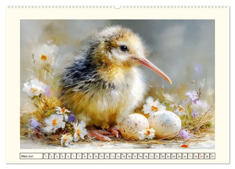 Produktbild: Entz&uuml;ckende Kiwis. Neuseelands kleiner Laufvogel am Meer (hochwertiger Premium Wandkalender 2027 DIN A2 quer), Kunstdruck in Hochglanz