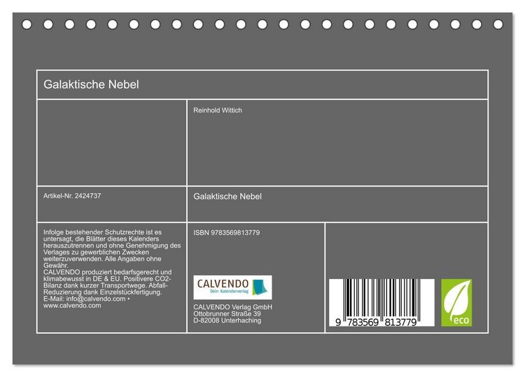 Produktbild: Galaktische Nebel (Tischkalender 2027 DIN A5 quer), CALVENDO Monatskalender