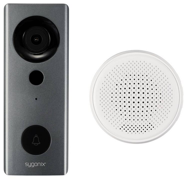 Produktbild: Sygonix IP-Video-T&uuml;rsprechanlage WLAN, Funk Grau, Wei&szlig;