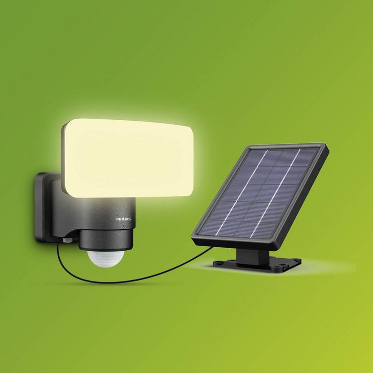 Produktbild: Philips LED Tylus 929004632301 Solar-Au&szlig;enwandleuchte mit Bewegungsmelder LED 6W Schwarz
