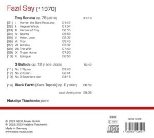 Produktbild: Fazil Say: Troy Sonata - 3 Ballads - Black Earth