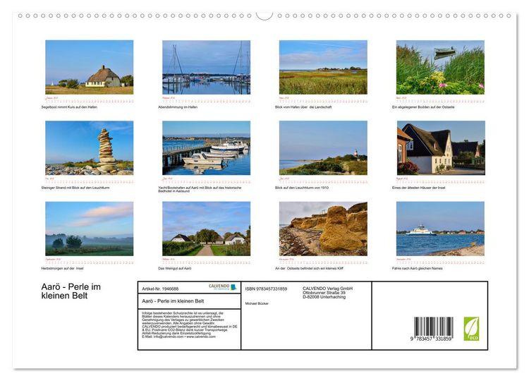 Produktbild: Aar&ouml; - Perle im kleinen Belt (hochwertiger Premium Wandkalender 2026 DIN A2 quer), Kunstdruck in Hochglanz