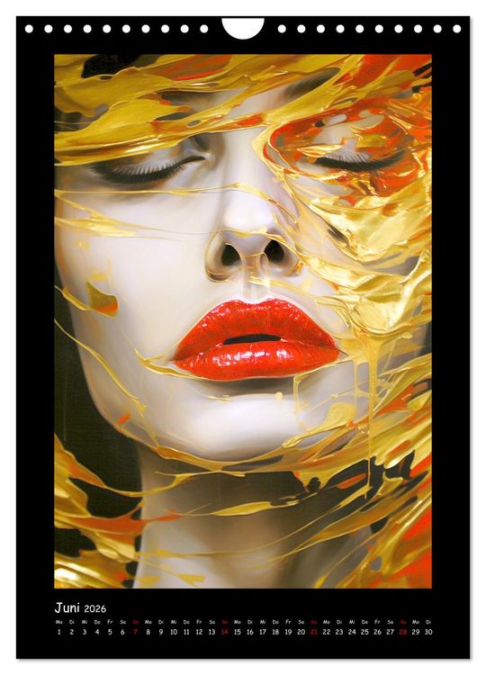 Produktbild: Goldene Portraits. Fusion von Kunst und &Auml;sthetik (Wandkalender 2026 DIN A4 hoch), CALVENDO Monatskalender