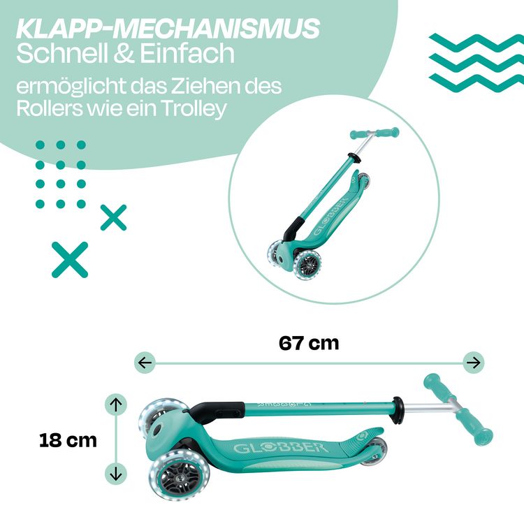 Produktbild: GLOBBER ELITE LIGHTS dunkelmint, mit Leuchtrollen