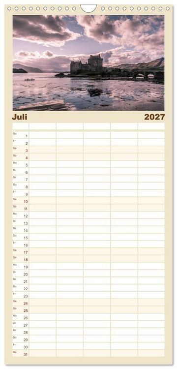 Produktbild: Familienplaner 2027 - Die Highlands - Schottlands rauher Nordwesten mit 5 Spalten (Wandkalender, 21 x 45 cm) CALVENDO