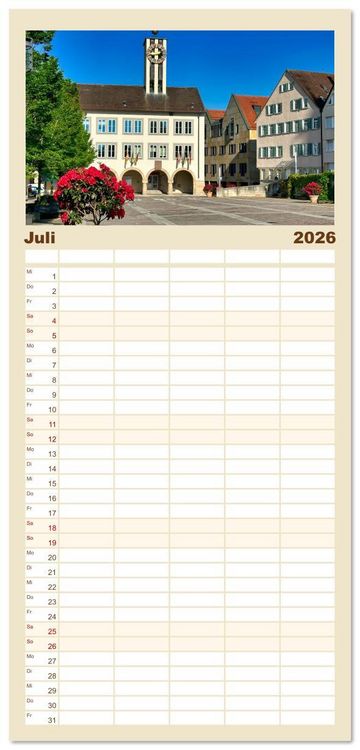 Produktbild: Familienplaner 2026 - B&ouml;blingen und Sch&ouml;nbuch mit 5 Spalten (Wandkalender, 21 x 45 cm) CALVENDO