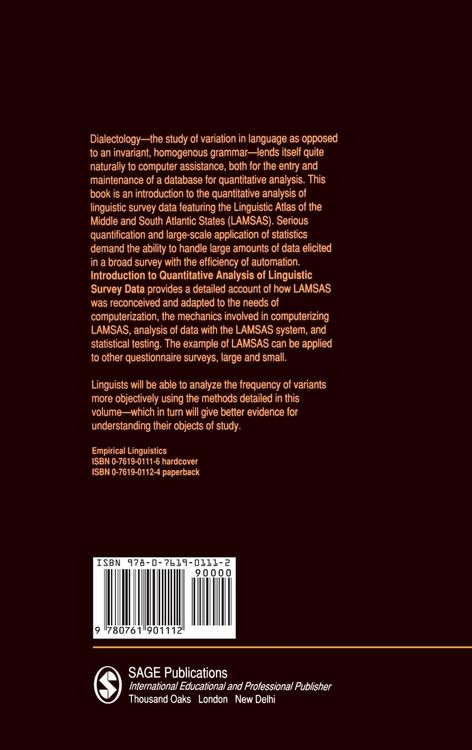 Produktbild: Introduction to Quantitative Analysis of Linguistic Survey Data