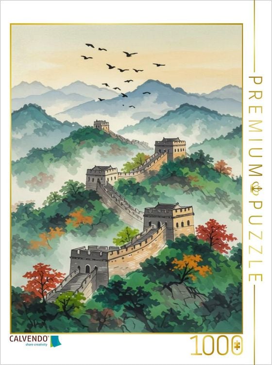 Produktbild: CALVENDO Puzzle Chinesische Mauer - Harmonie im Nebel | 1000 Teile Lege-Gr&ouml;&szlig;e 64x48cm Foto-Puzzle f&uuml;r gl&uuml;ckliche Stunden