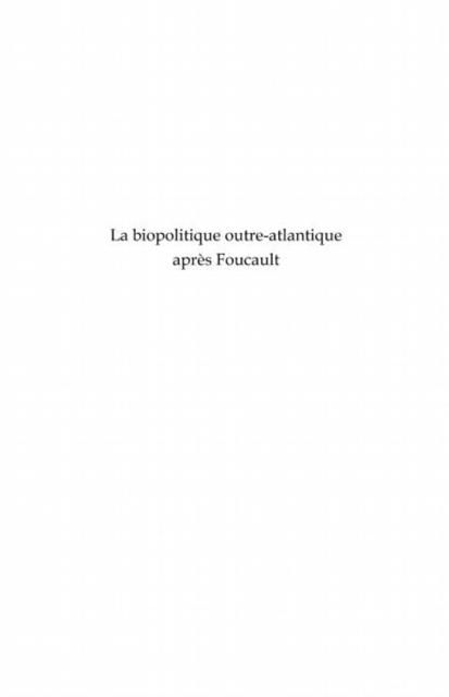 Produktbild: Biopolitique outre-atlantiqueue aprEs foucault