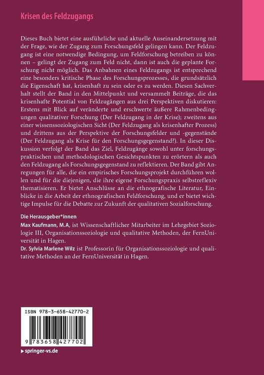 Produktbild: Krisen des Feldzugangs