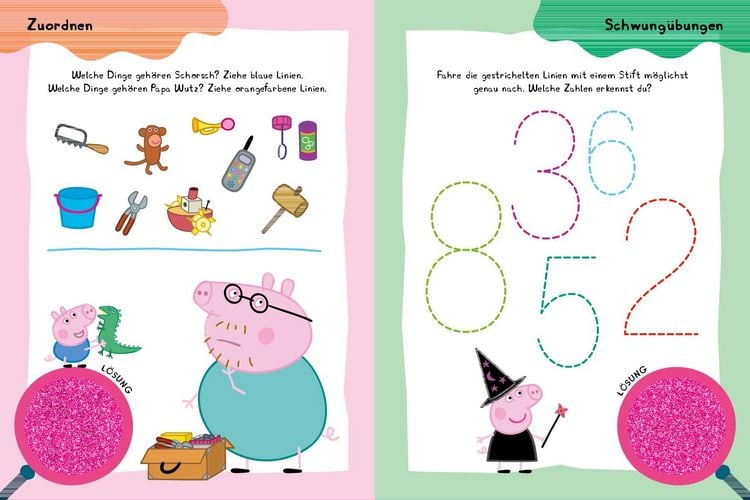 Produktbild: Peppa Pig Mein Lernspielbuch mit L&ouml;selupe. Mit wutzig viel Spa&szlig; durch die Vorschulzeit