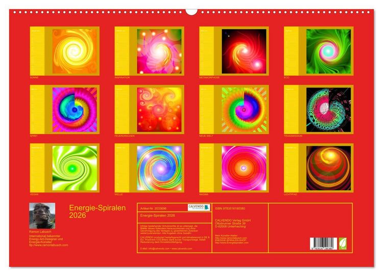 Produktbild: Energie-Spiralen 2026 (Wandkalender 2026 DIN A2 quer), CALVENDO Monatskalender
