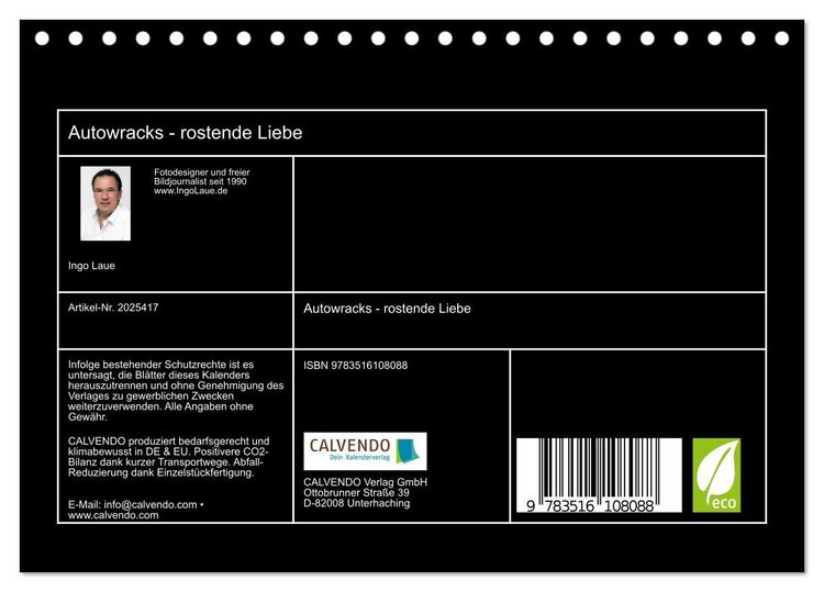 Produktbild: Autowracks - rostende Liebe (Tischkalender 2026 DIN A5 quer), CALVENDO Monatskalender