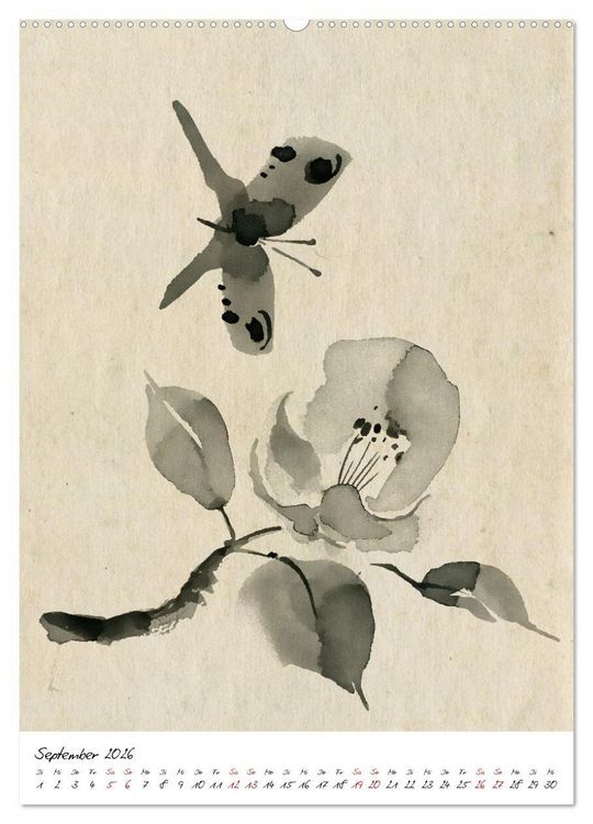 Produktbild: Sumi-e Kunst im japanischen Stil (hochwertiger Premium Wandkalender 2026 DIN A2 hoch), Kunstdruck in Hochglanz