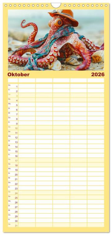 Produktbild: Familienplaner 2026 - Tintenfisch Fashion. Coole Models zeigen die Trends mit 5 Spalten (Wandkalender, 21 x 45 cm) CALVENDO