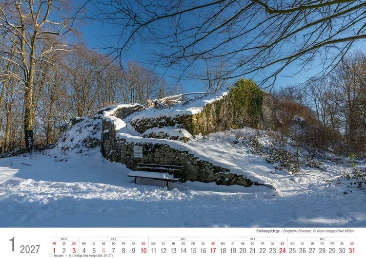 Produktbild: Siebengebirge 2027 Bildkalender A4 quer, spiralgebunden