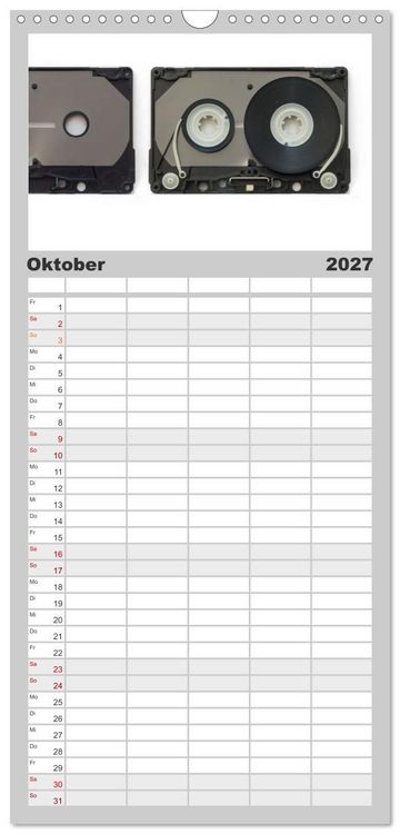 Produktbild: Familienplaner 2027 - Audio Tapes mit 5 Spalten (Wandkalender, 21 x 45 cm) CALVENDO