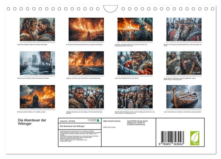 Produktbild: Die Abenteuer der Wikinger (Wandkalender 2026 DIN A4 quer), CALVENDO Monatskalender