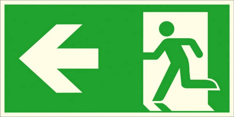 Produktbild: Fluchtwegschild Aluminium Notausgang links SafetyMarking 15.A1020 (B x H) 300 mm x 150 mm ISO 7010 1 St.