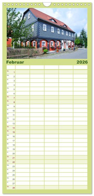 Produktbild: Familienplaner 2026 - Umgebindeh&auml;user in der Oberlausitz mit 5 Spalten (Wandkalender, 21 x 45 cm) CALVENDO