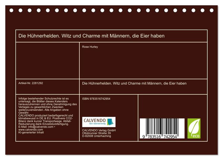 Produktbild: Die H&uuml;hnerhelden. Witz und Charme mit M&auml;nnern, die Eier haben (Tischkalender 2026 DIN A5 quer), CALVENDO Monatskalender