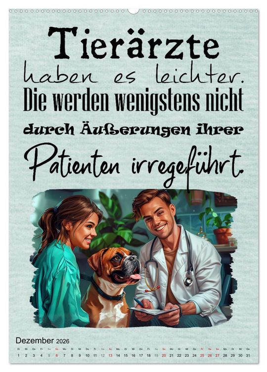 Produktbild: Tierarztspr&uuml;che (hochwertiger Premium Wandkalender 2026 DIN A2 hoch), Kunstdruck in Hochglanz