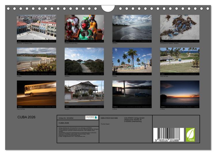 Produktbild: CUBA 2026 (Wandkalender 2026 DIN A4 quer), CALVENDO Monatskalender