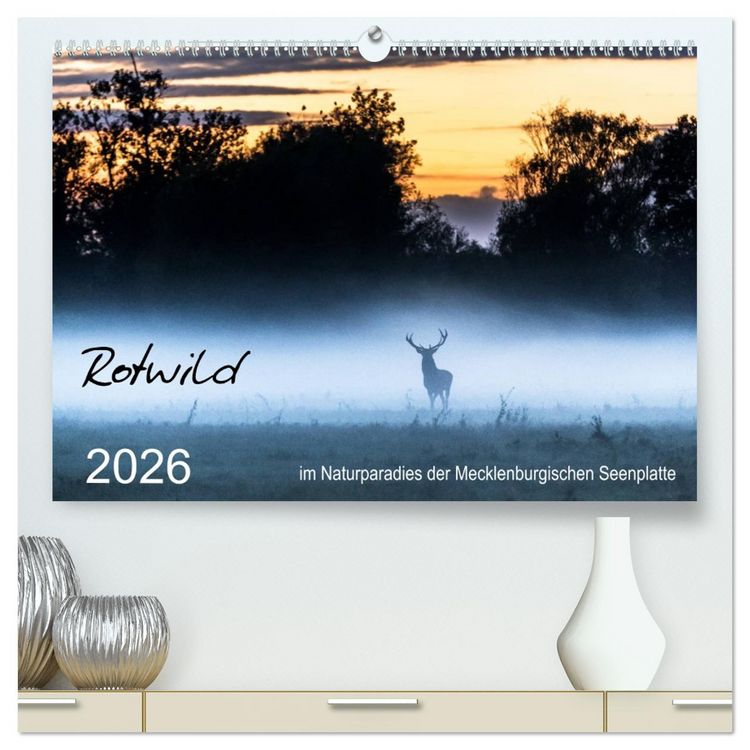 Produktbild: Rotwild - im Naturparadies der Mecklenburgischen Seenplatte (hochwertiger Premium Wandkalender 2026 DIN A2 quer), Kunstdruck in Hochglanz