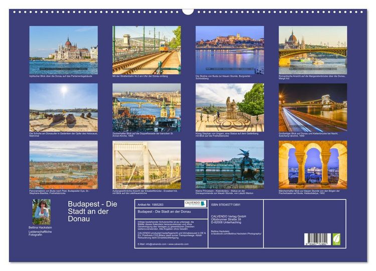 Produktbild: Budapest - Die Stadt an der Donau (Wandkalender 2026 DIN A2 quer), CALVENDO Monatskalender