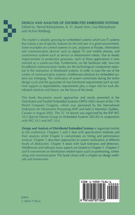Produktbild: Design and Analysis of Distributed Embedded Systems