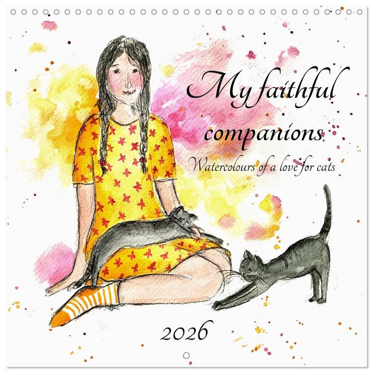 Produktbild: My faithful companions - Watercolours of a love for cats (Wall Calendar 2026 12 &times; 12 Inch) CALVENDO 12 Month Wall Calendar