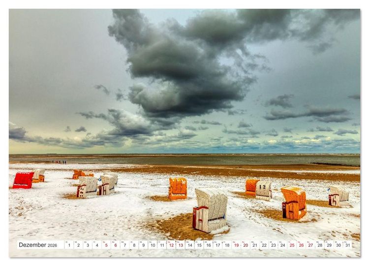Produktbild: Strandk&ouml;rbe &ndash; Licht. Stille. Nordsee Borkum 2026 (hochwertiger Premium Wandkalender 2026 DIN A2 quer), Kunstdruck in Hochglanz