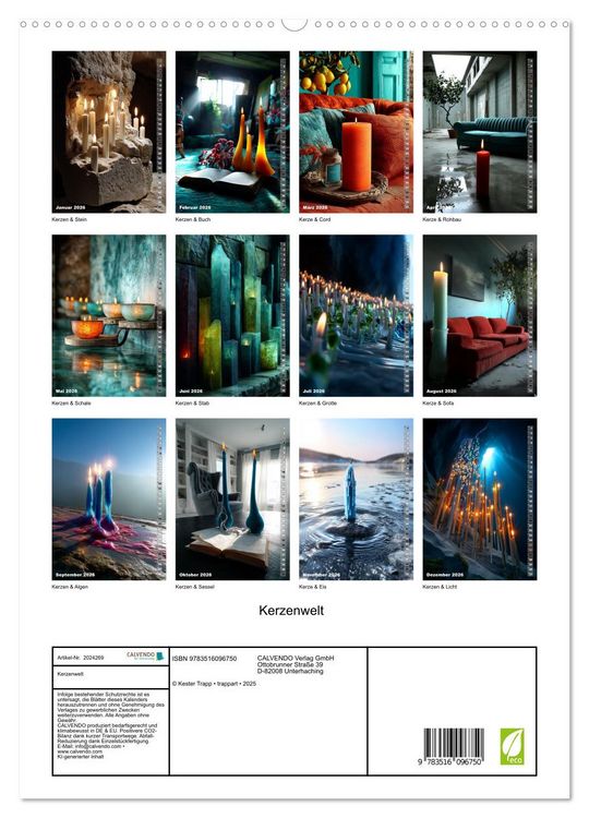 Produktbild: Kerzenwelt (hochwertiger Premium Wandkalender 2026 DIN A2 hoch), Kunstdruck in Hochglanz
