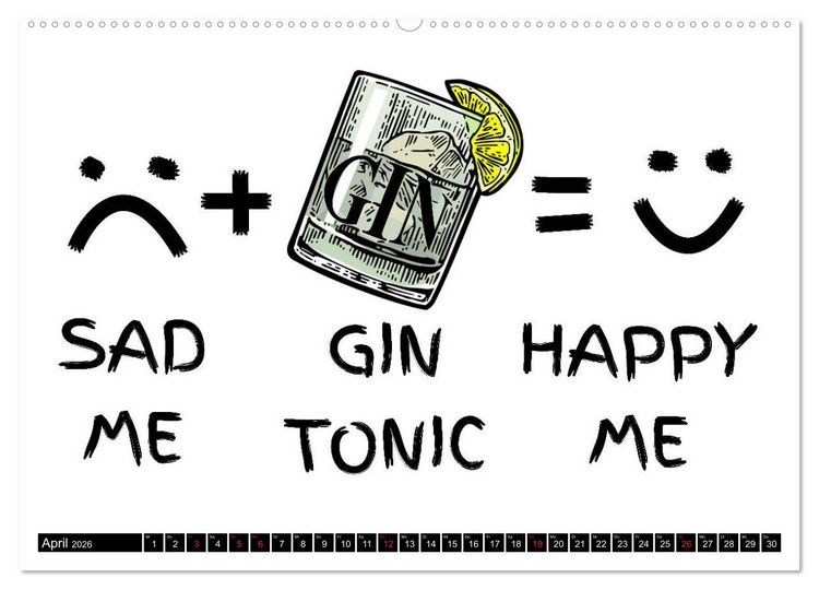 Produktbild: Gin & Tonic Die Besten Spr&uuml;che und Wortspiele (hochwertiger Premium Wandkalender 2026 DIN A2 quer), Kunstdruck in Hochglanz