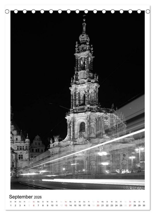 Produktbild: Dresden Traumstadt in Schwarz-Wei&szlig; (Tischkalender 2026 DIN A5 hoch), CALVENDO Monatskalender