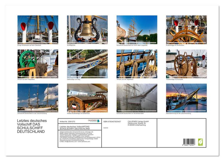 Produktbild: Letztes deutsches Vollschiff DAS SCHULSCHIFF DEUTSCHLAND (Wandkalender 2026 DIN A2 quer), CALVENDO Monatskalender