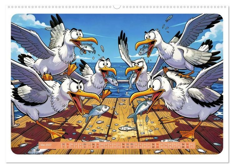 Produktbild: Gierige M&ouml;wen - Comic (hochwertiger Premium Wandkalender 2027 DIN A2 quer), Kunstdruck in Hochglanz