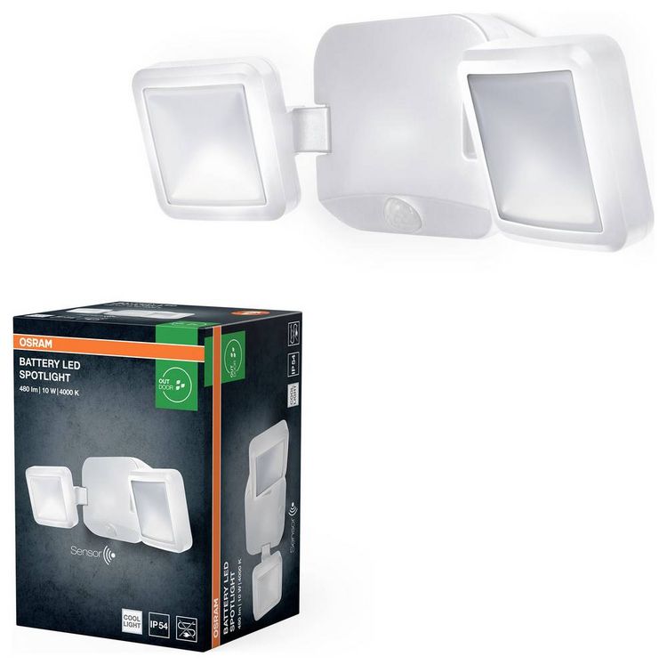 Produktbild: OSRAM HOMELIGHTING Battery LED Spotlight Sensor 10W 4000K IP54 White 4099854497513 Au&szlig;enstrahler