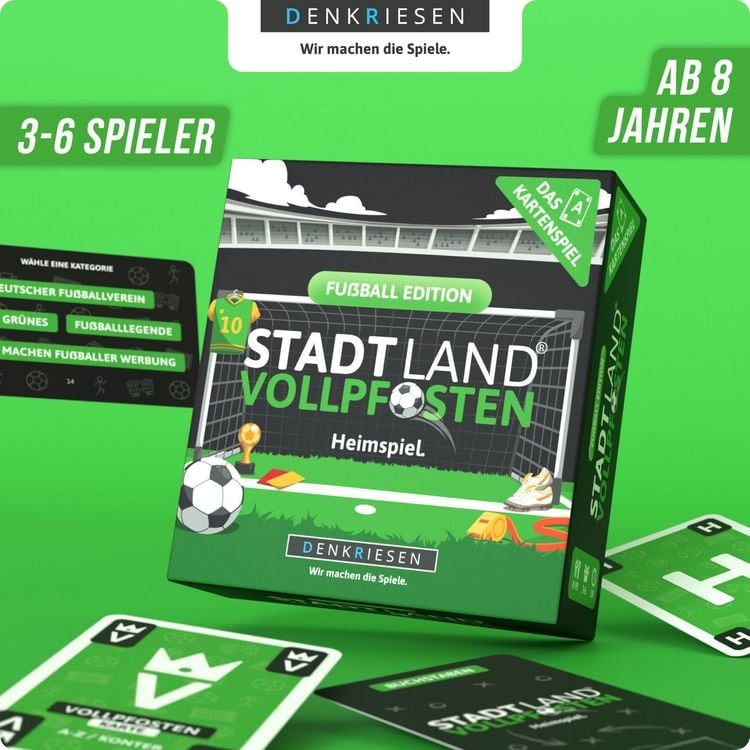 Produktbild: DENKRIESEN - STADT LAND VOLLPFOSTEN&reg; - Das Kartenspiel &ndash; FU&szlig;BALL EDITION - "Heimspiel."