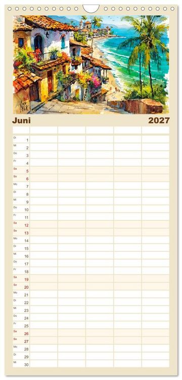Produktbild: Familienplaner 2027 - Magisches Mexiko. Leuchtende Impressionen mit 5 Spalten (Wandkalender, 21 x 45 cm) CALVENDO