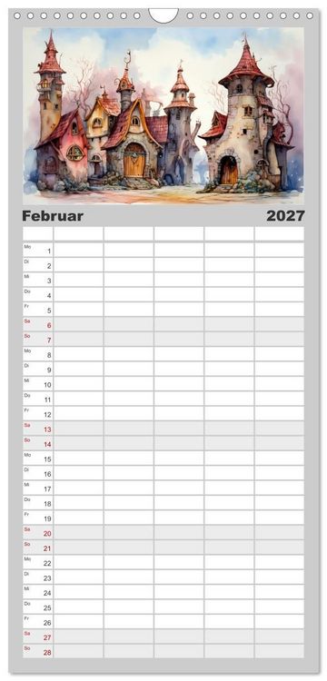Produktbild: Familienplaner 2027 - Kuriose H&auml;user mit 5 Spalten (Wandkalender, 21 x 45 cm) CALVENDO