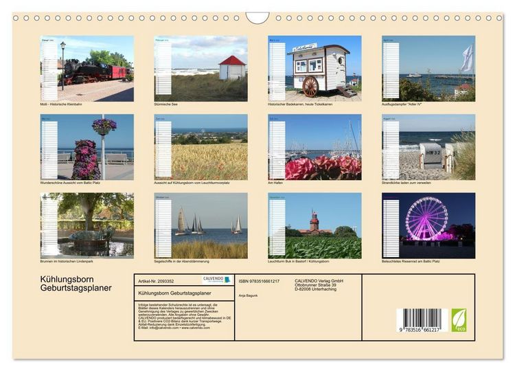 Produktbild: K&uuml;hlungsborn Geburtstagsplaner (Wandkalender 2026 DIN A3 quer), CALVENDO Monatskalender