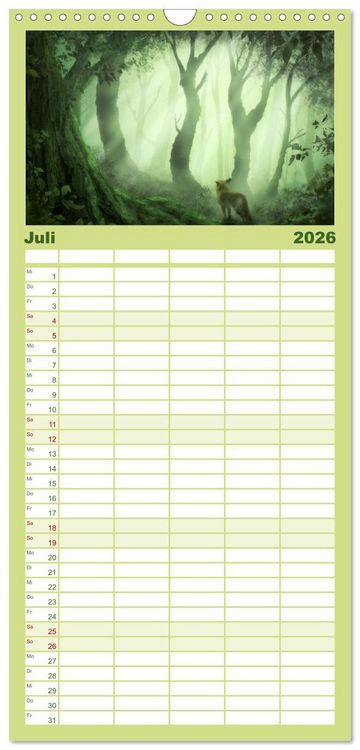 Produktbild: Familienplaner 2026 - Geheimnisse des alten Waldes mit 5 Spalten (Wandkalender, 21 x 45 cm) CALVENDO