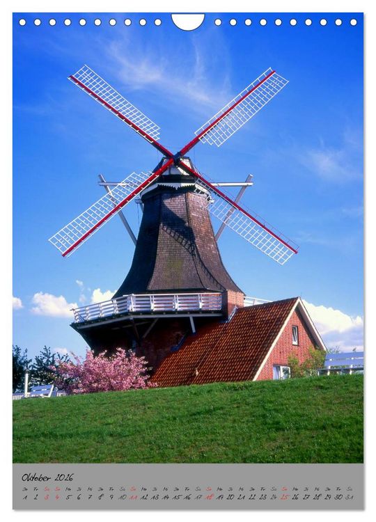 Produktbild: Windm&uuml;hlen in Norddeutschland (Wandkalender 2026 DIN A4 hoch), CALVENDO Monatskalender
