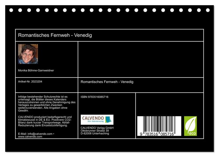 Produktbild: Romantisches Fernweh - Venedig (Tischkalender 2026 DIN A5 quer), CALVENDO Monatskalender