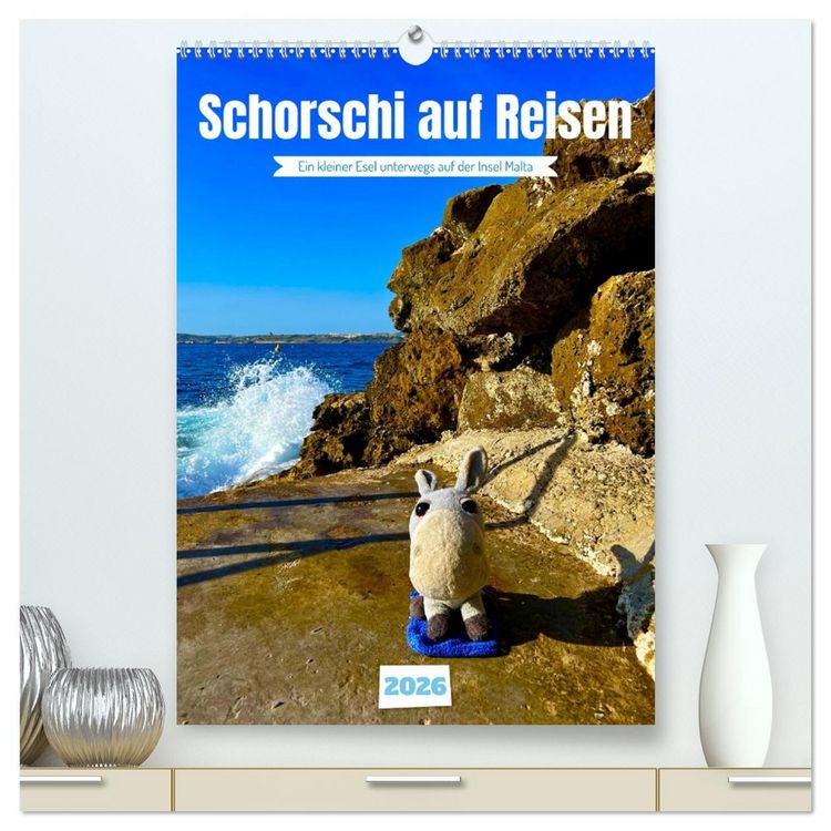 Produktbild: Schorschi auf Reisen ein kleiner Esel unterwegs auf der Insel Malta (hochwertiger Premium Wandkalender 2026 DIN A2 hoch), Kunstdruck in Hochglanz